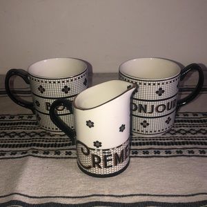 Anthropologie Parisian Bonjour Mugs & Creamer!